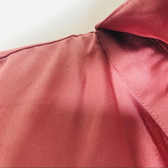 She + Sky Pink Silky Button-down Blouse MED - Picture 4 of 12